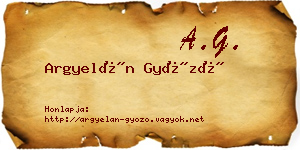 Argyelán Győző névjegykártya